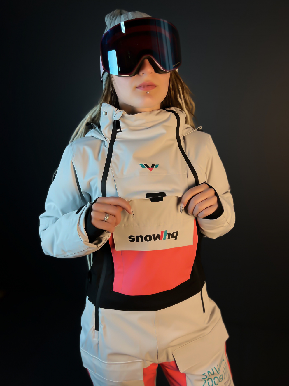 Комбинезон горнолыжный женский Snow Headquarter "Белый/Розовый/Чёрный"