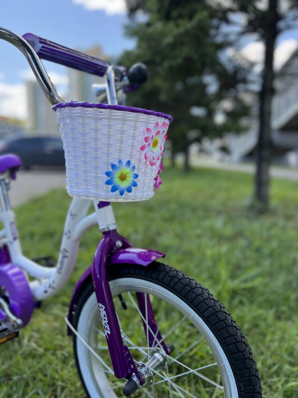 Велосипед Novatrack Butterfly 16" бело - фиолетовый