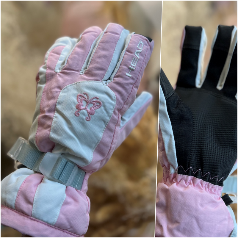 Перчатки горнолыжные женские бело - розовые 