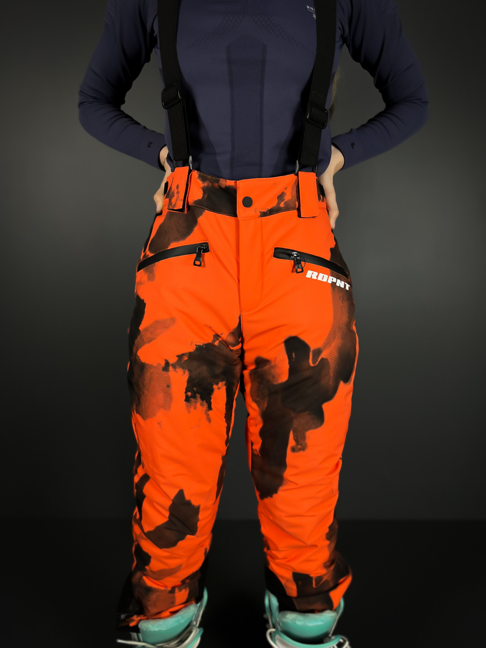 Полукомбинезон горнолыжный женский Raid Point (Оранжево - чёрный)