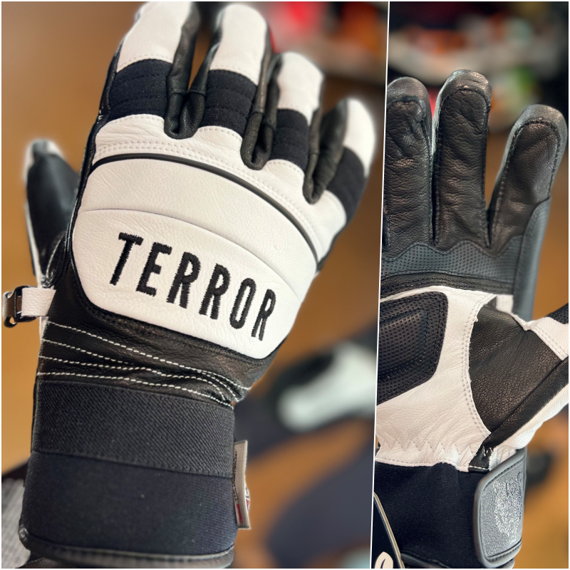 Перчатки Terror кожаные бело - черные